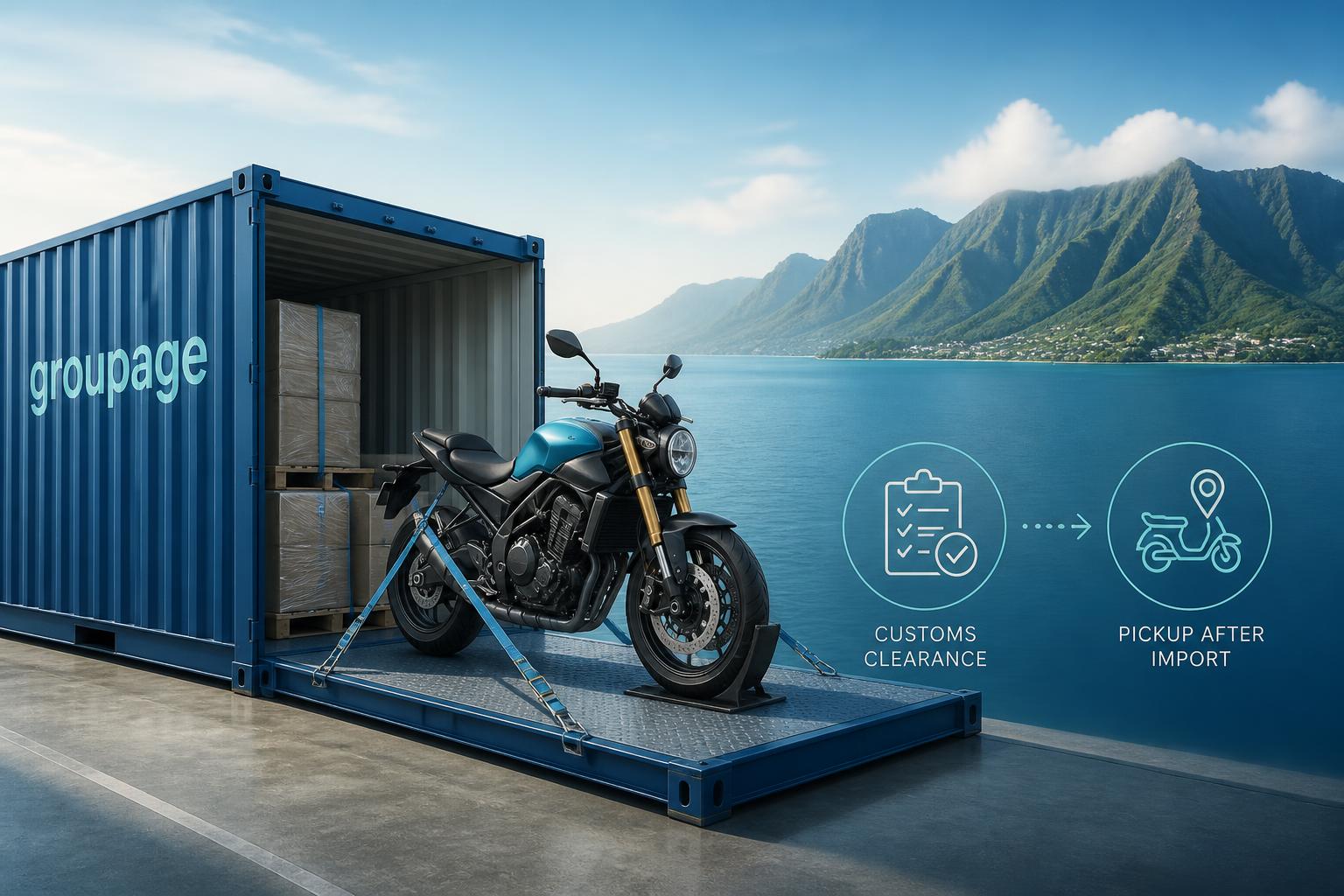 Transport moto vers La Réunion : conteneur & délais